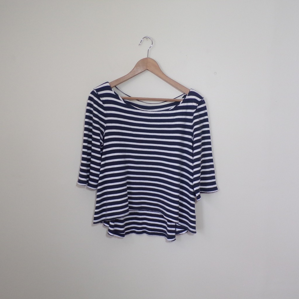 Striped Navy and White Women’s Sweater Top